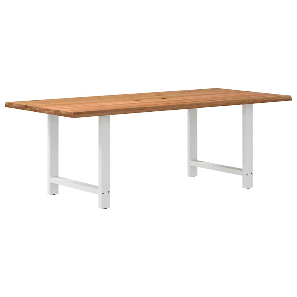 Eettafel met natuurlijke rand 220x100x74 cm massief eikenhout