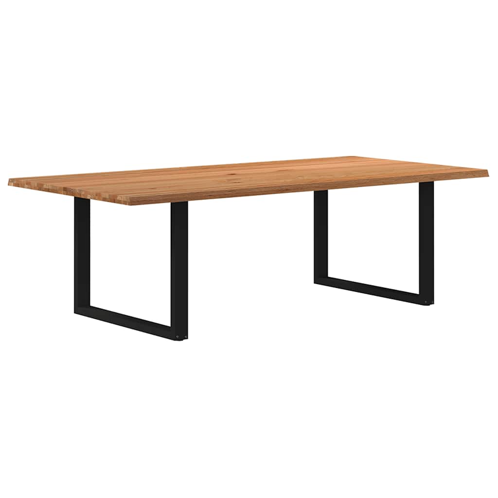 Eettafel met natuurlijke rand 240x120x74 cm massief eikenhout