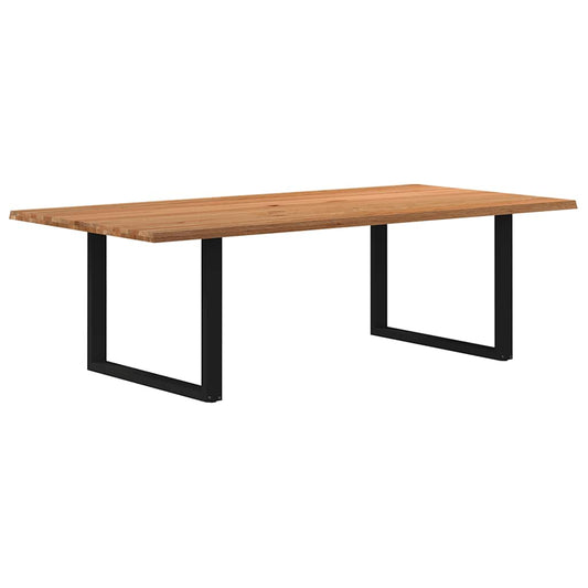 Eettafel met natuurlijke rand 240x120x74 cm massief eikenhout