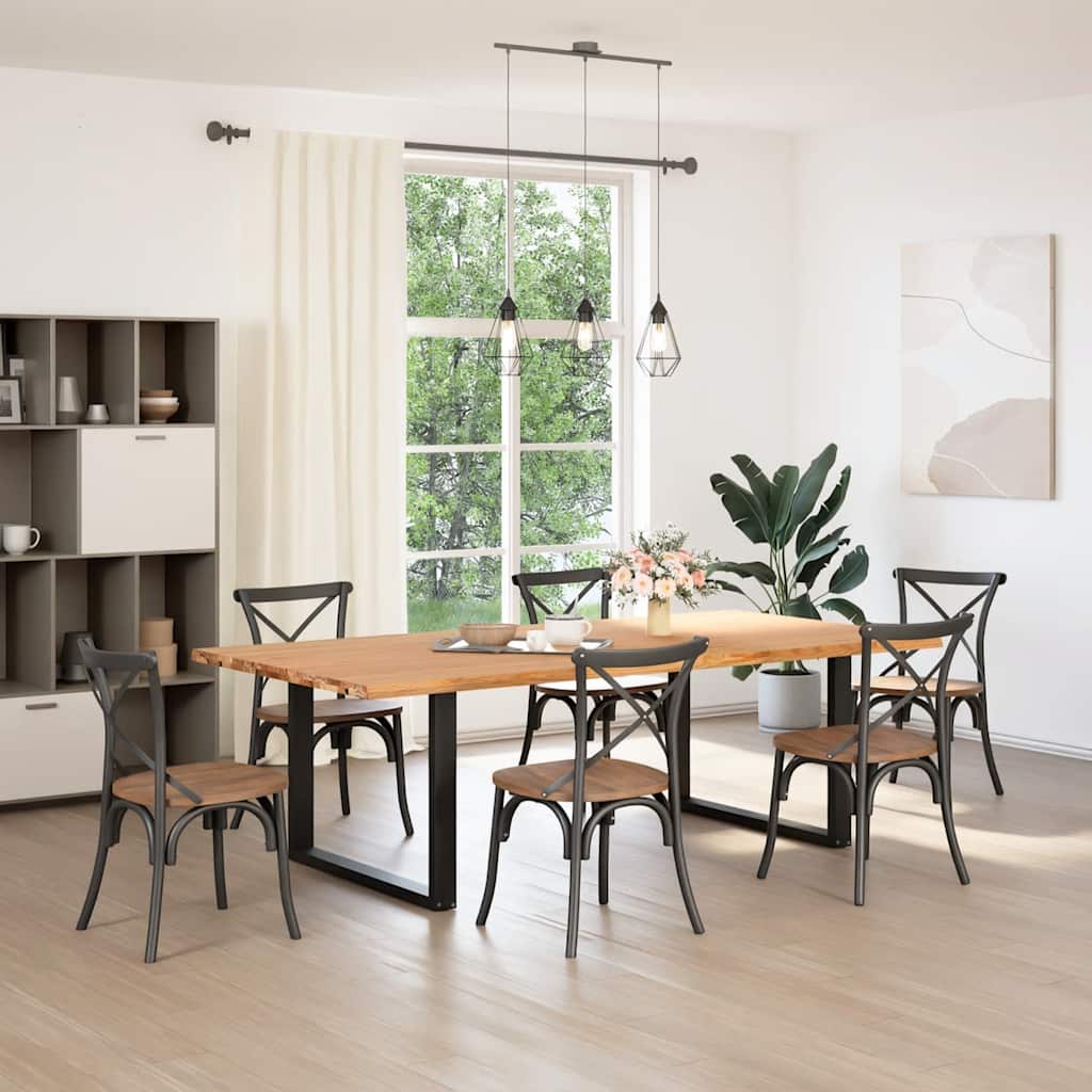 Eettafel met natuurlijke rand 240x120x74 cm massief eikenhout