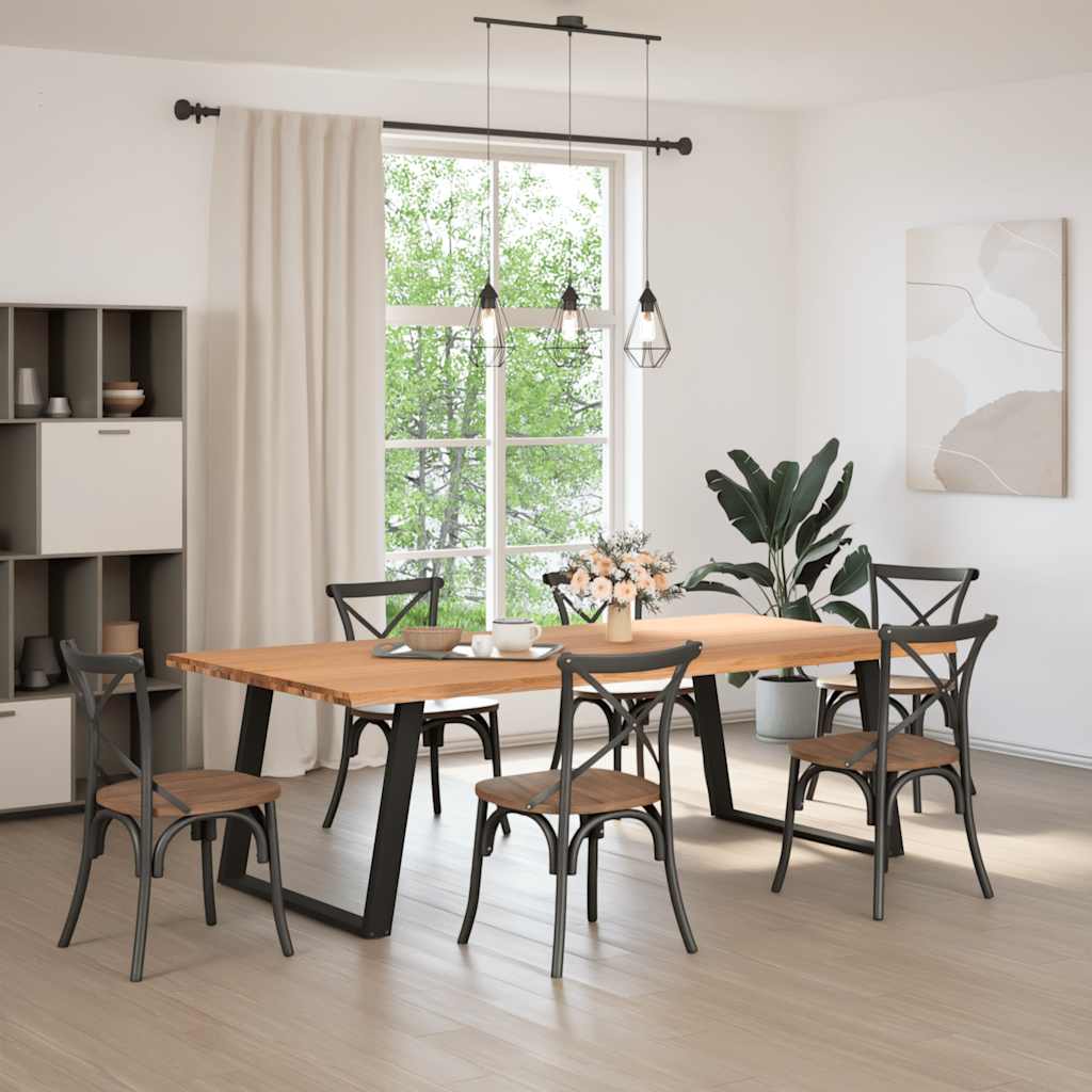 Eettafel met natuurlijke rand 240x120x74 cm massief eikenhout