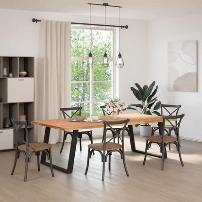 Eettafel met natuurlijke rand 240x120x74 cm massief eikenhout