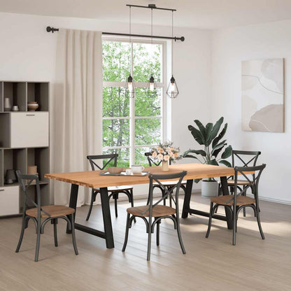 Eettafel met natuurlijke rand 240x120x74 cm massief eikenhout