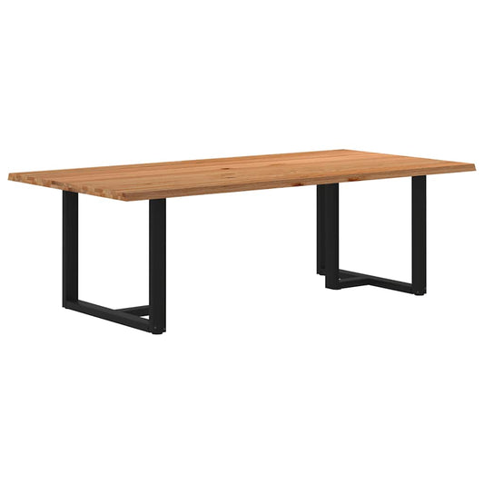 Eettafel met natuurlijke rand 240x120x74 cm massief eikenhout