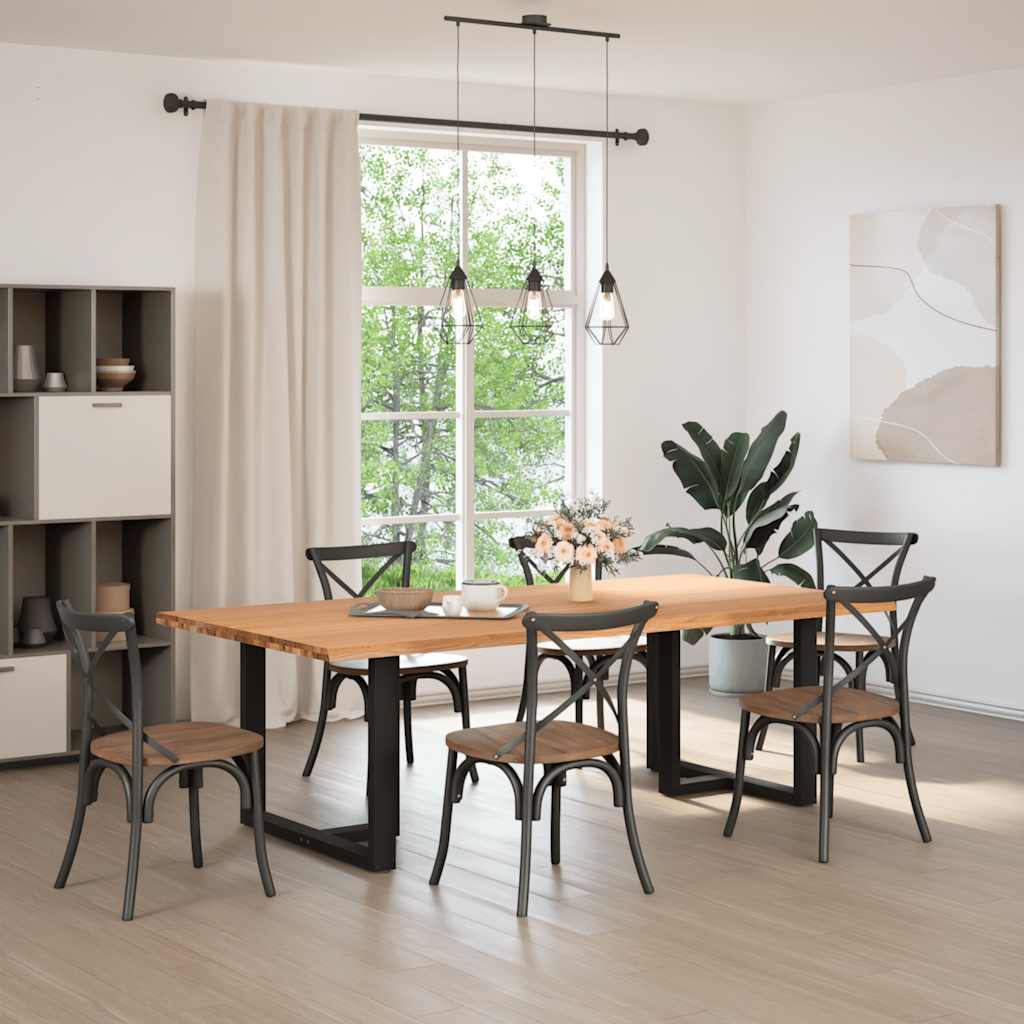 Eettafel met natuurlijke rand 240x120x74 cm massief eikenhout