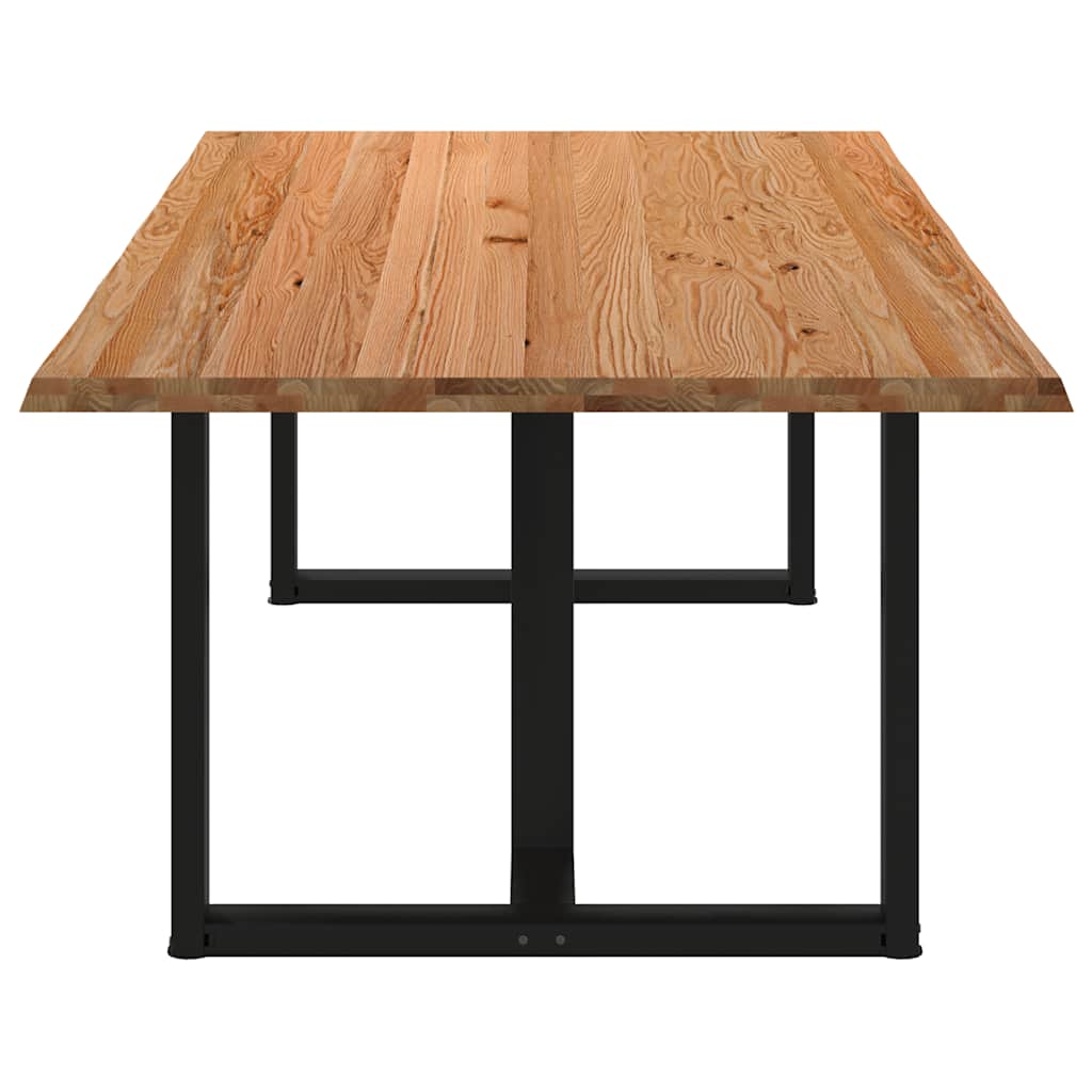 Eettafel met natuurlijke rand 240x120x74 cm massief eikenhout