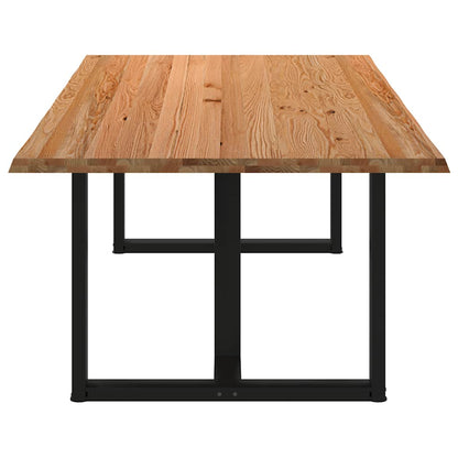 Eettafel met natuurlijke rand 240x120x74 cm massief eikenhout