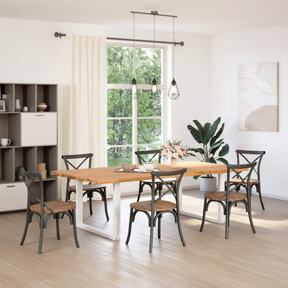 Eettafel met natuurlijke rand 240x120x74 cm massief eikenhout