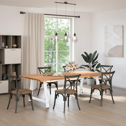 Eettafel met natuurlijke rand 240x120x74 cm massief eikenhout