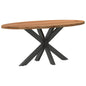 Eettafel 180x90x74 cm ovaal massief eikenhout lichtbruin