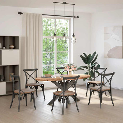 Eettafel 180x90x74 cm ovaal massief eikenhout lichtbruin