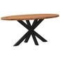Eettafel 180x90x74 cm ovaal massief eikenhout lichtbruin
