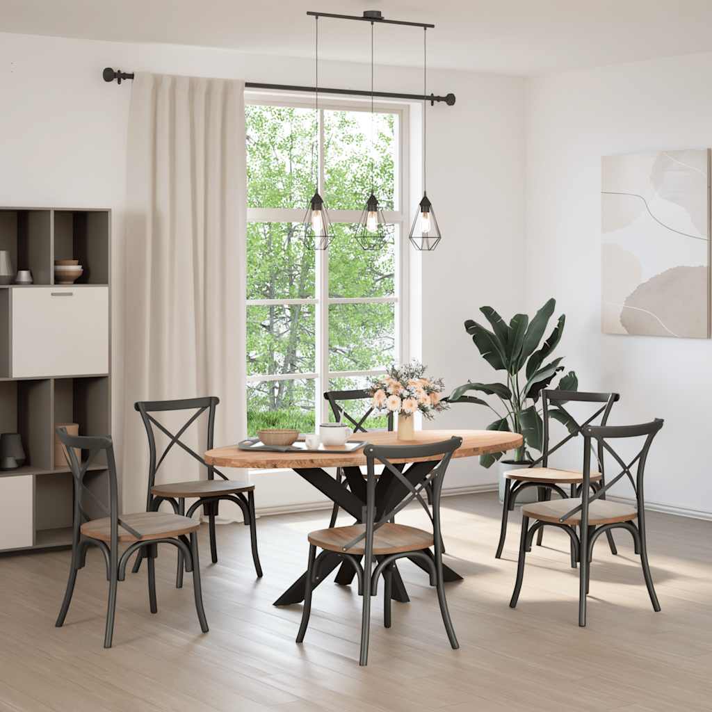 Eettafel 180x90x74 cm ovaal massief eikenhout lichtbruin