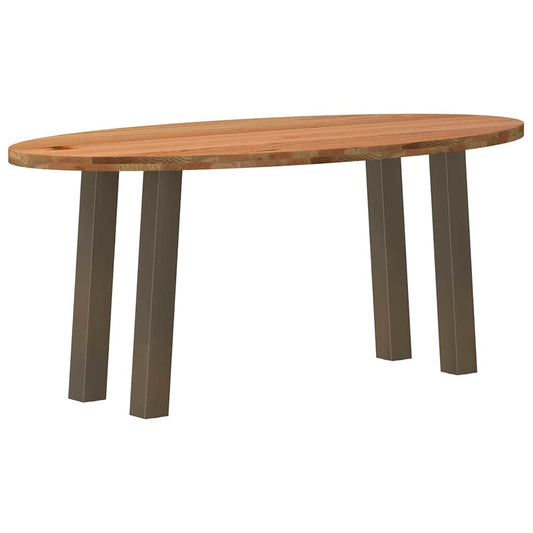 Eettafel 180x90x74 cm ovaal massief eikenhout lichtbruin