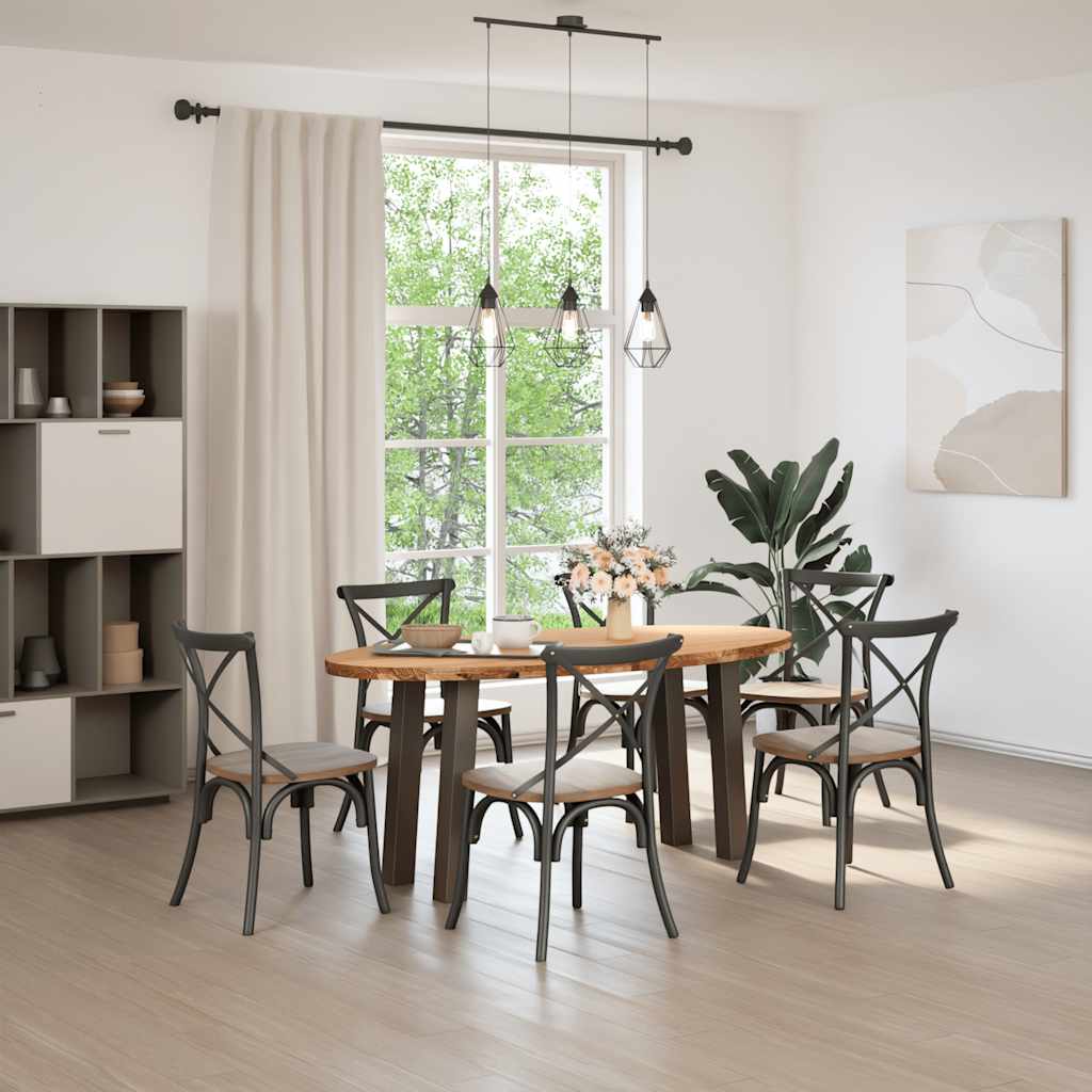 Eettafel 180x90x74 cm ovaal massief eikenhout lichtbruin