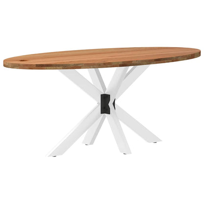Eettafel 180x90x74 cm ovaal massief eikenhout lichtbruin