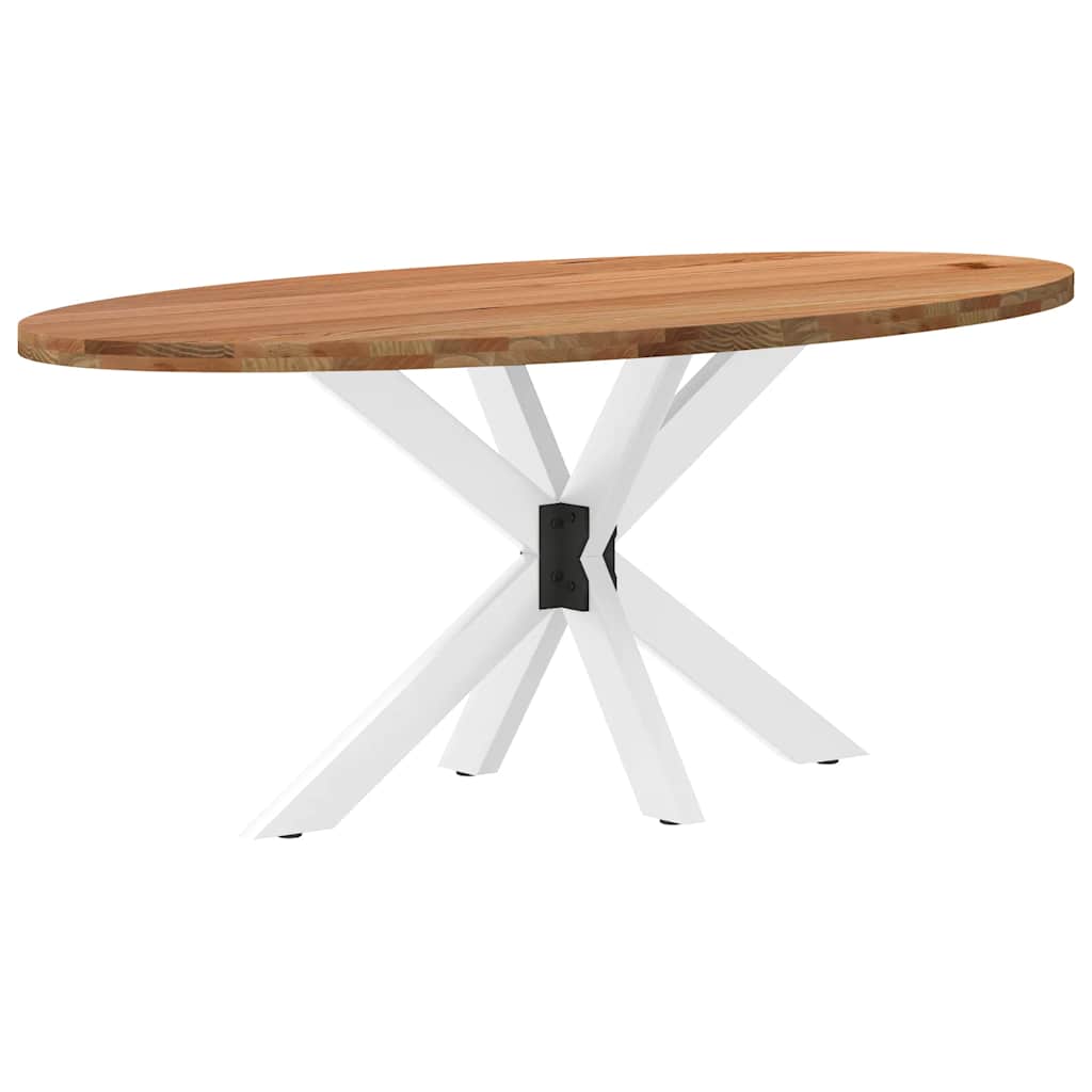 Eettafel 180x90x74 cm ovaal massief eikenhout lichtbruin