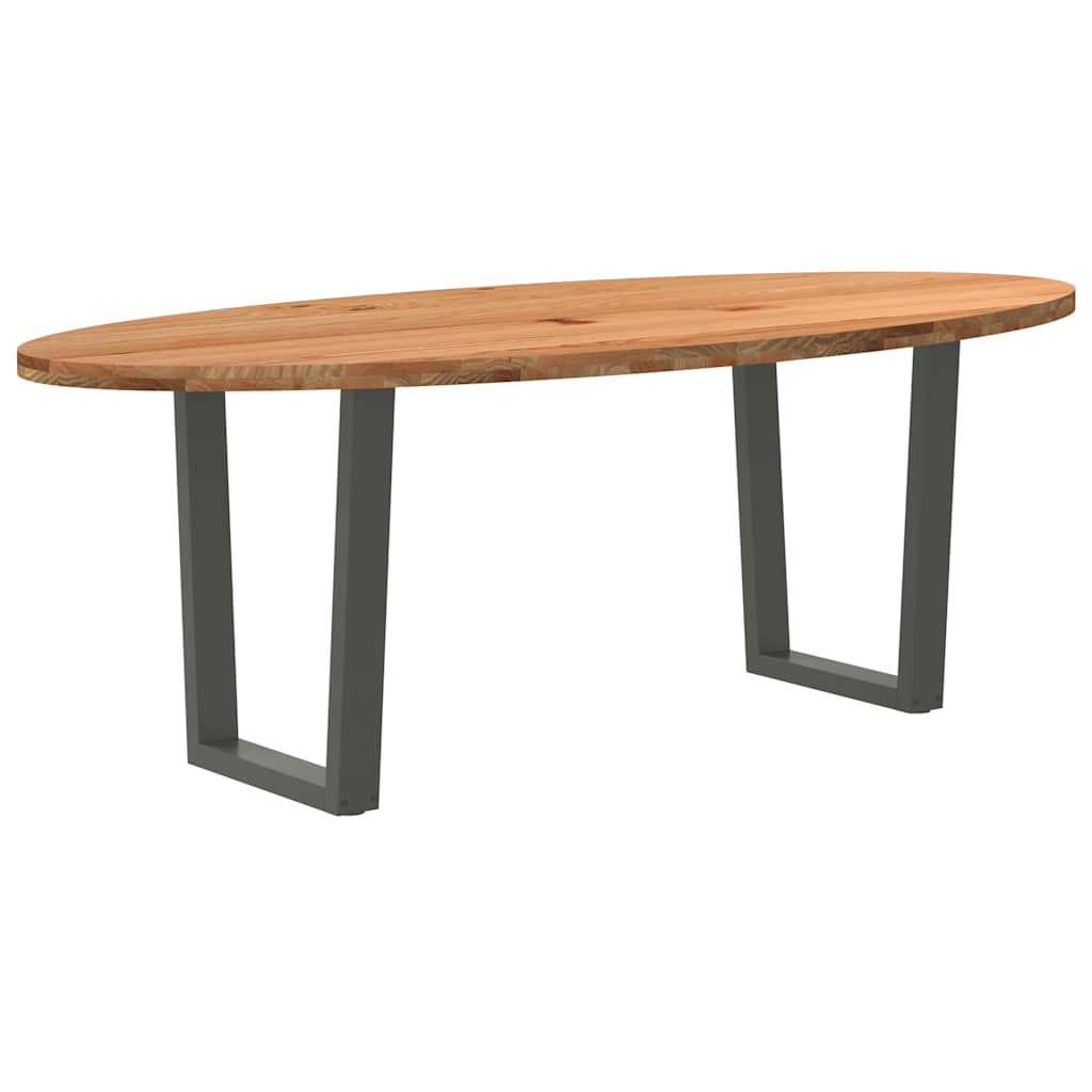 Eettafel 220x100x74 cm ovaal massief eikenhout lichtbruin