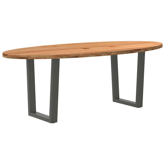 Eettafel 220x100x74 cm ovaal massief eikenhout lichtbruin