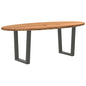 Eettafel 220x100x74 cm ovaal massief eikenhout lichtbruin
