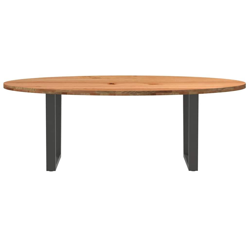 Eettafel 220x100x74 cm ovaal massief eikenhout lichtbruin