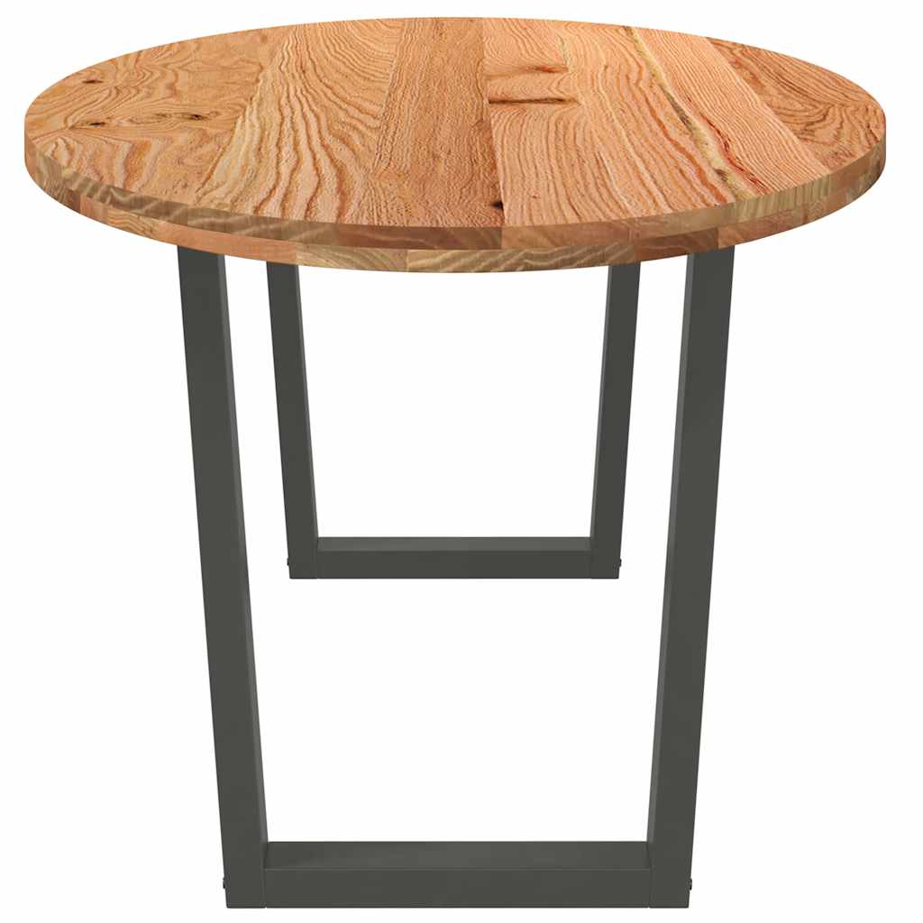 Eettafel 220x100x74 cm ovaal massief eikenhout lichtbruin