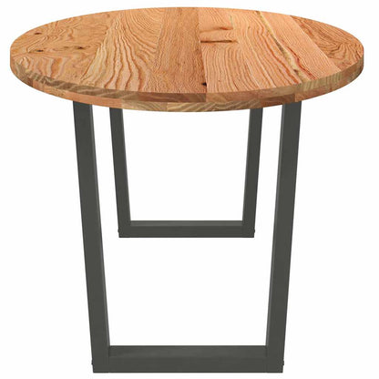 Eettafel 220x100x74 cm ovaal massief eikenhout lichtbruin