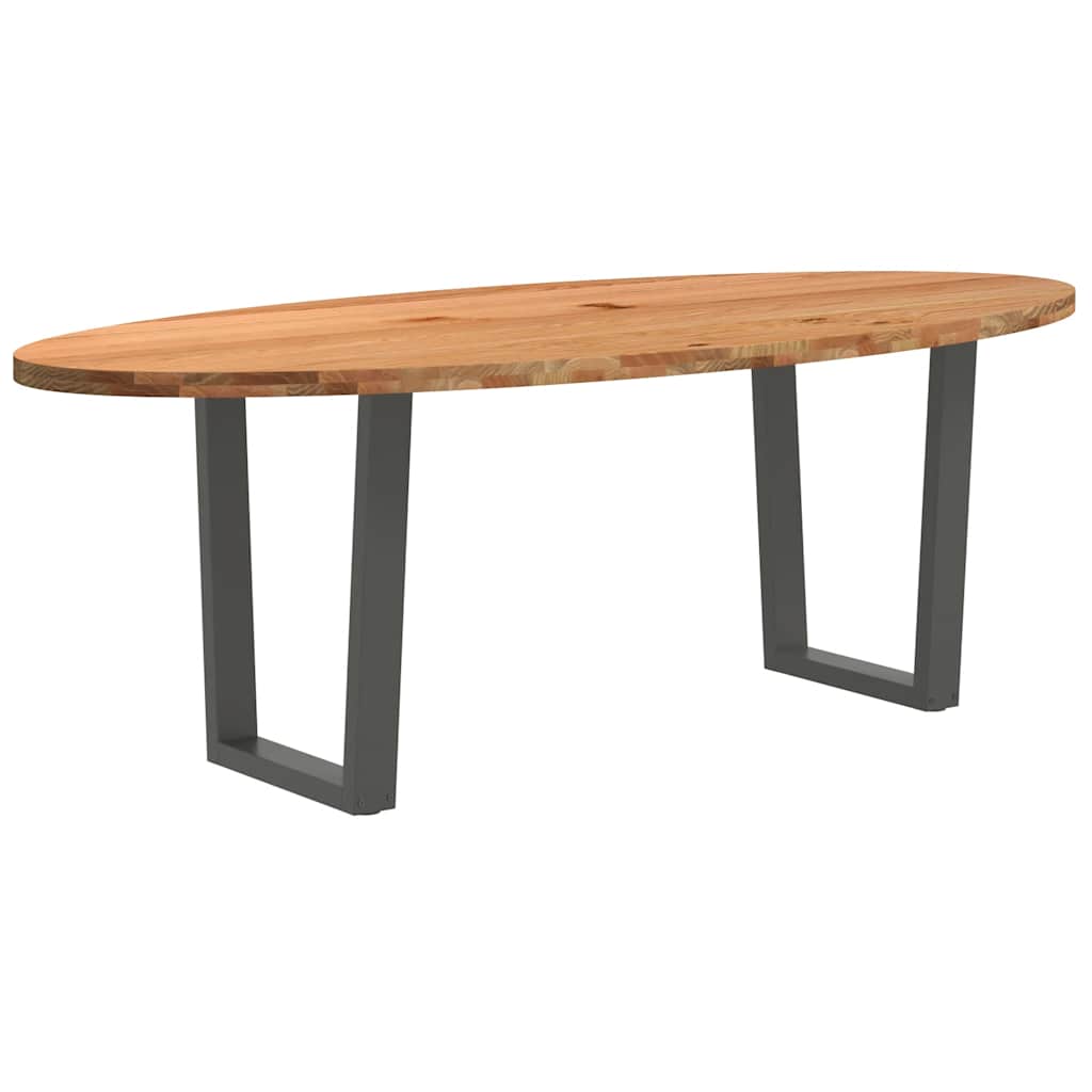 Eettafel 220x100x74 cm ovaal massief eikenhout lichtbruin