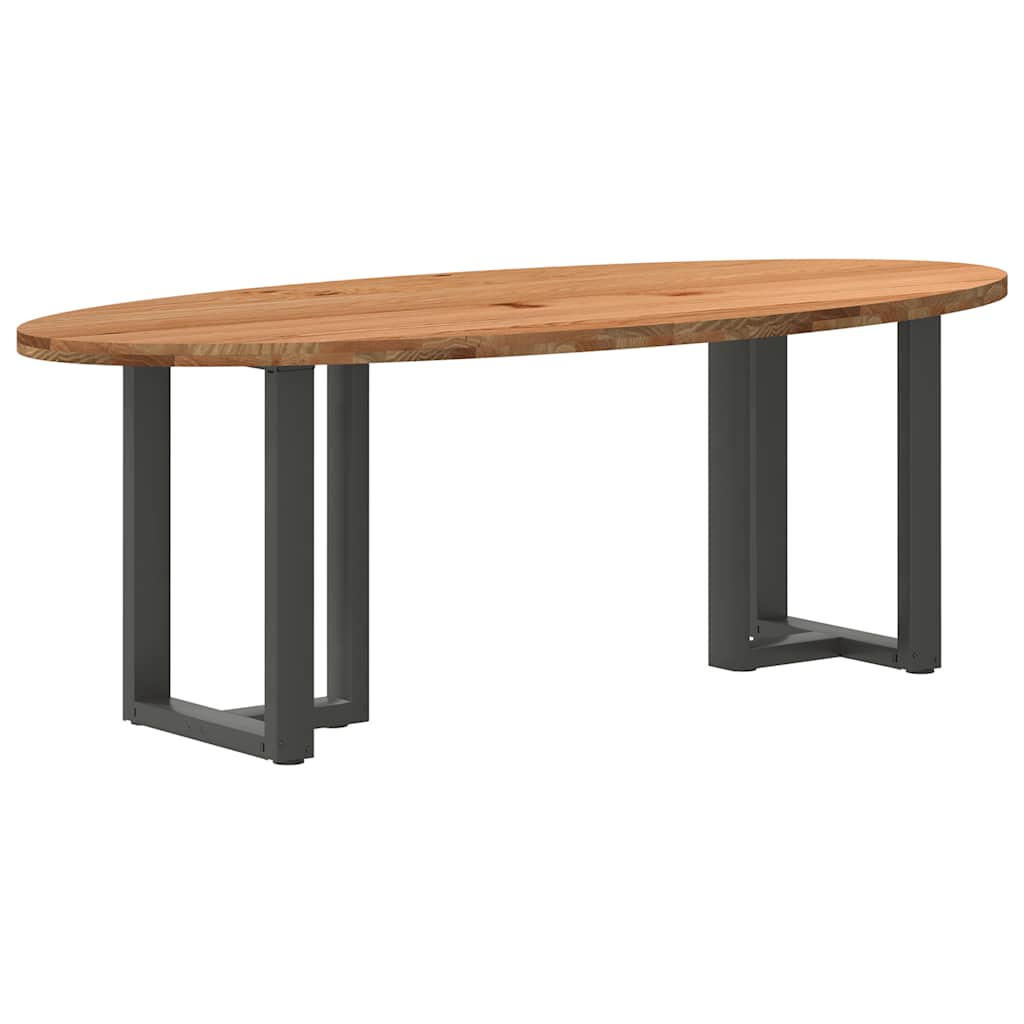 Eettafel 220x100x74 cm ovaal massief eikenhout lichtbruin
