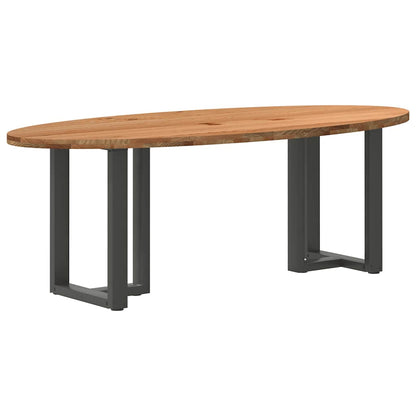 Eettafel 220x100x74 cm ovaal massief eikenhout lichtbruin