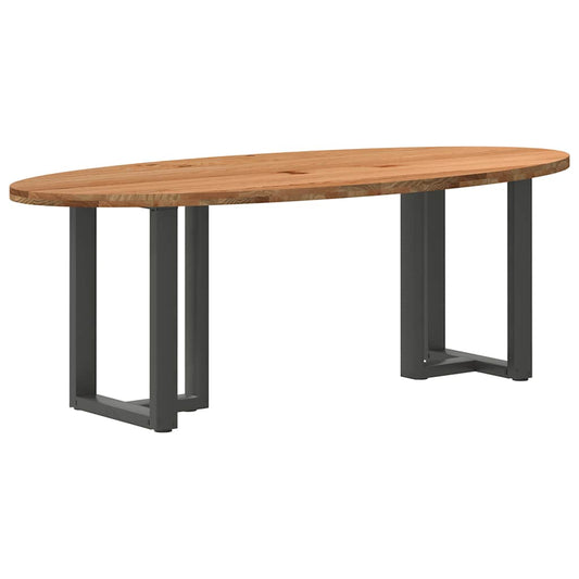Eettafel 220x100x74 cm ovaal massief eikenhout lichtbruin