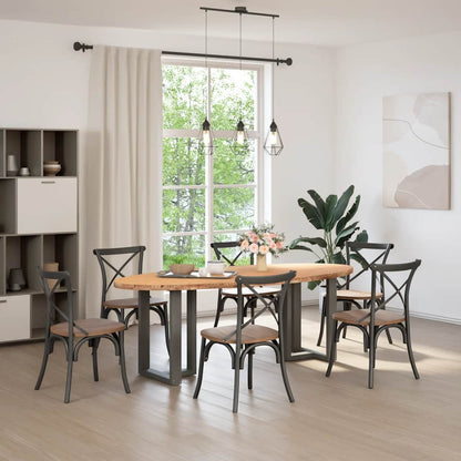 Eettafel 220x100x74 cm ovaal massief eikenhout lichtbruin