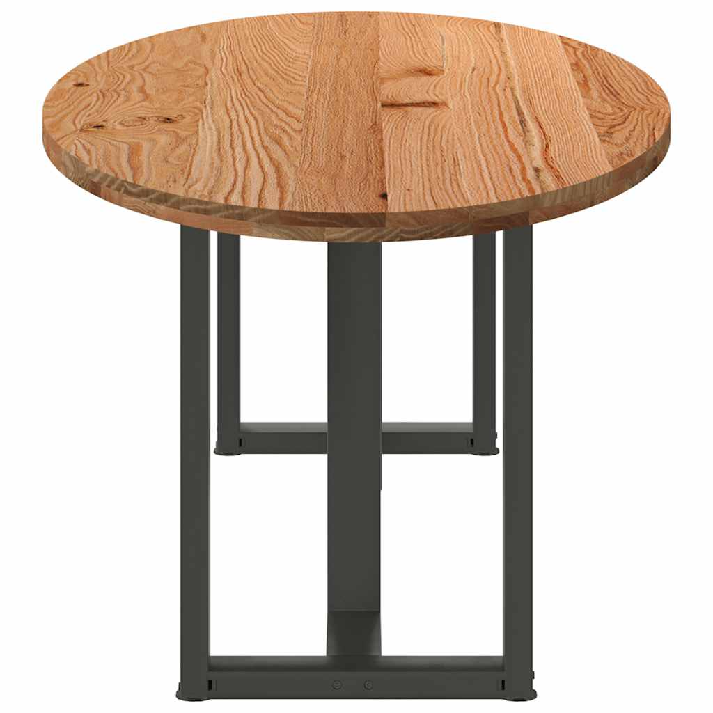 Eettafel 220x100x74 cm ovaal massief eikenhout lichtbruin