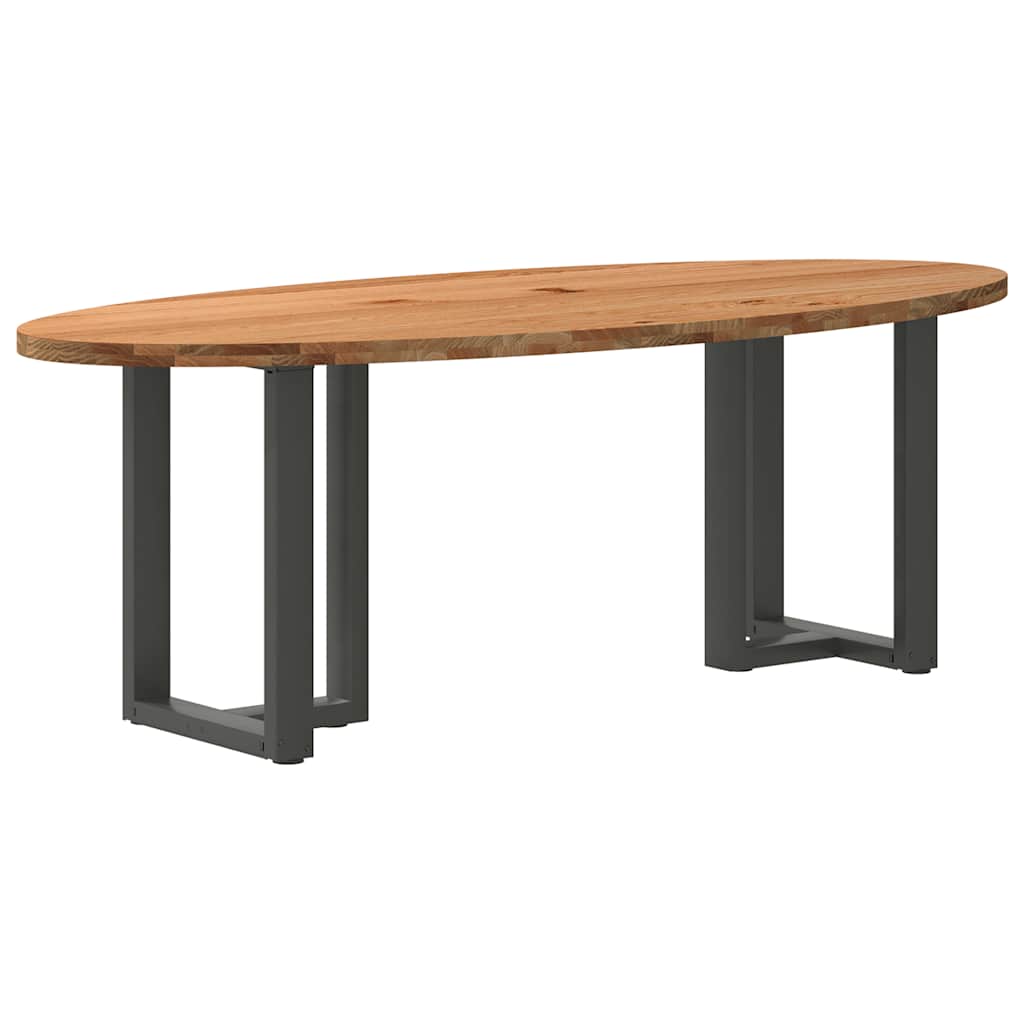 Eettafel 220x100x74 cm ovaal massief eikenhout lichtbruin