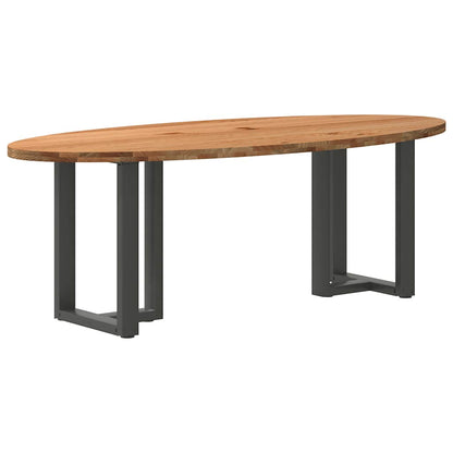 Eettafel 220x100x74 cm ovaal massief eikenhout lichtbruin