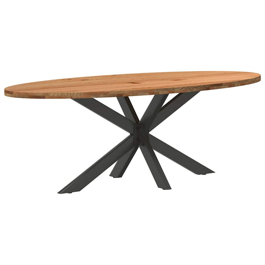 Eettafel 220x100x74 cm ovaal massief eikenhout lichtbruin