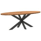Eettafel 220x100x74 cm ovaal massief eikenhout lichtbruin