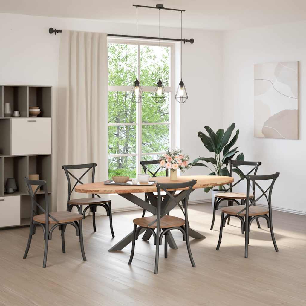 Eettafel 220x100x74 cm ovaal massief eikenhout lichtbruin