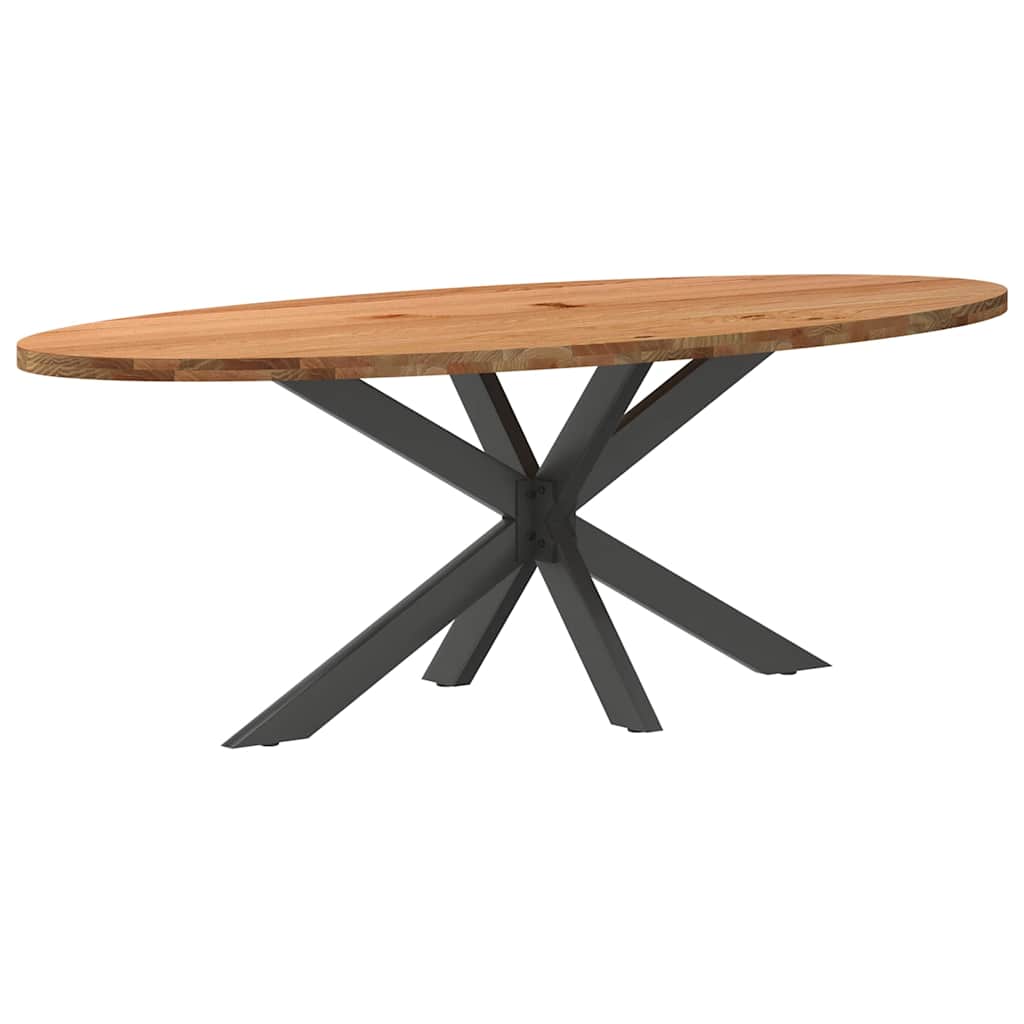 Eettafel 220x100x74 cm ovaal massief eikenhout lichtbruin