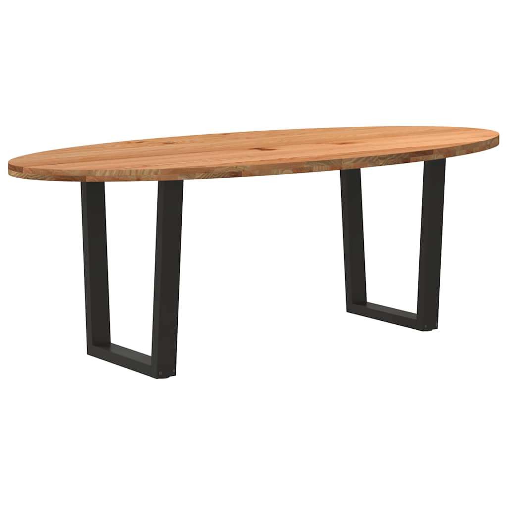 Eettafel 220x100x74 cm ovaal massief eikenhout lichtbruin