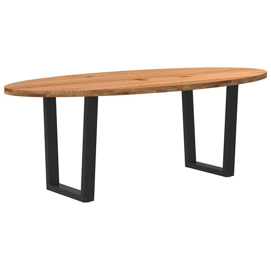 Eettafel 220x100x74 cm ovaal massief eikenhout lichtbruin