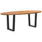 Eettafel 220x100x74 cm ovaal massief eikenhout lichtbruin