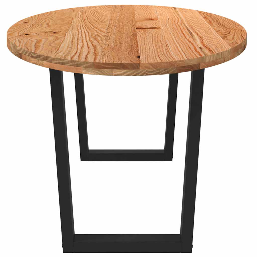 Eettafel 220x100x74 cm ovaal massief eikenhout lichtbruin