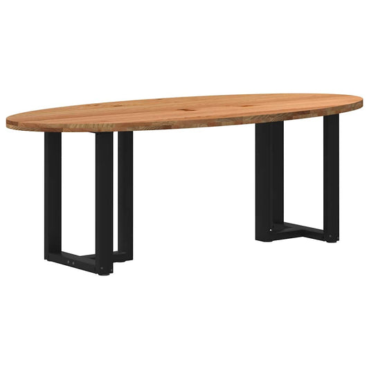 Eettafel 220x100x74 cm ovaal massief eikenhout lichtbruin