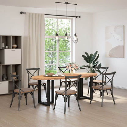 Eettafel 220x100x74 cm ovaal massief eikenhout lichtbruin