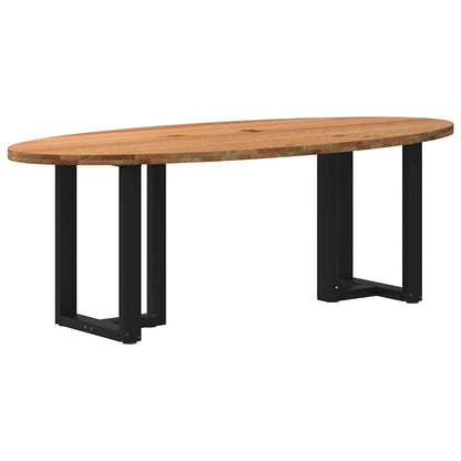 Eettafel 220x100x74 cm ovaal massief eikenhout lichtbruin