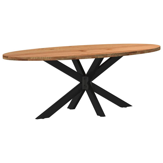 Eettafel 220x100x74 cm ovaal massief eikenhout lichtbruin