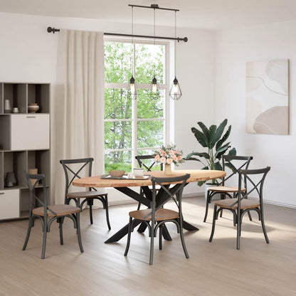 Eettafel 220x100x74 cm ovaal massief eikenhout lichtbruin