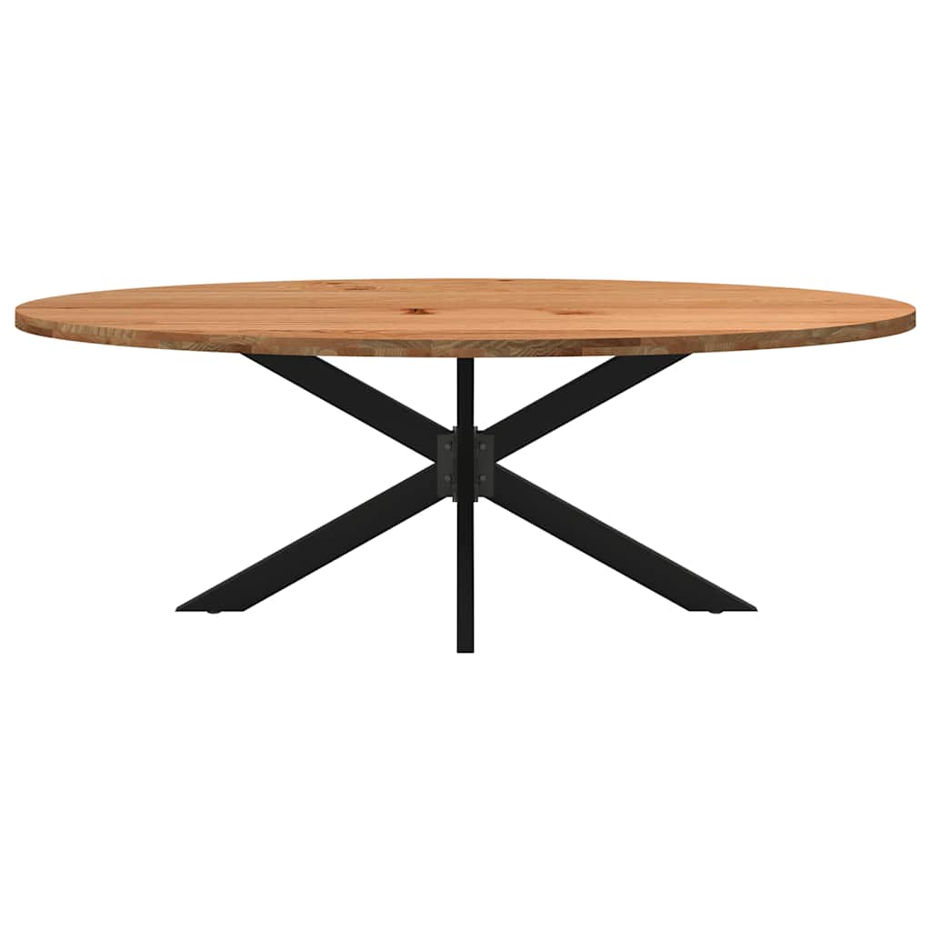 Eettafel 220x100x74 cm ovaal massief eikenhout lichtbruin