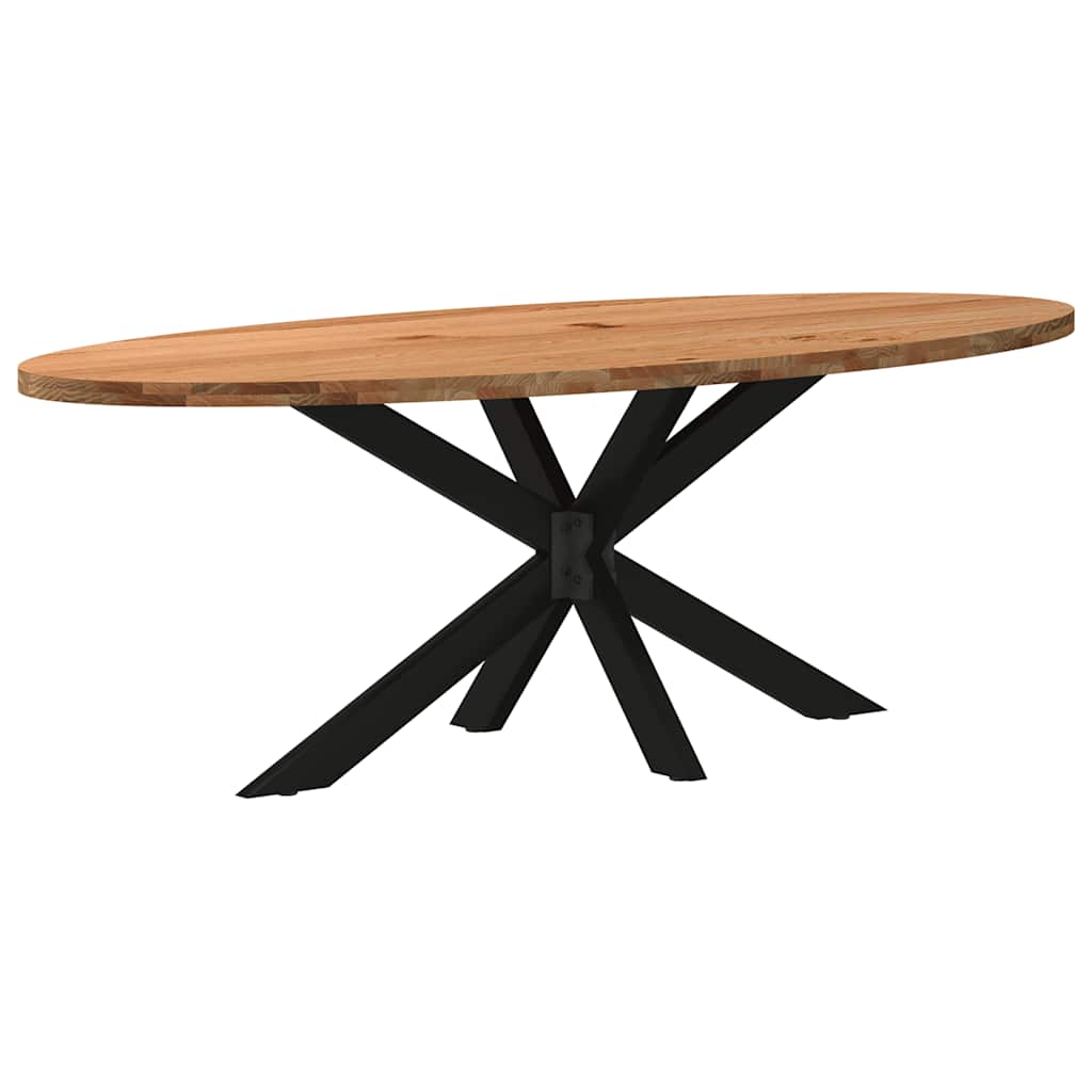 Eettafel 220x100x74 cm ovaal massief eikenhout lichtbruin